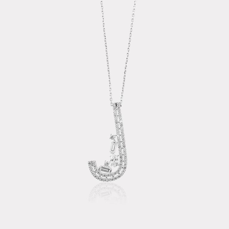 Zirconia From Swarovski Koleksiyonu Beyaz Altın J Harf Kolye